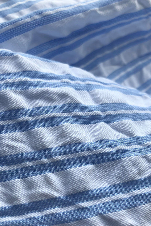 Marlon Coastal Stripe Seersucker Cotton Revere Collar Pyjama MA44318